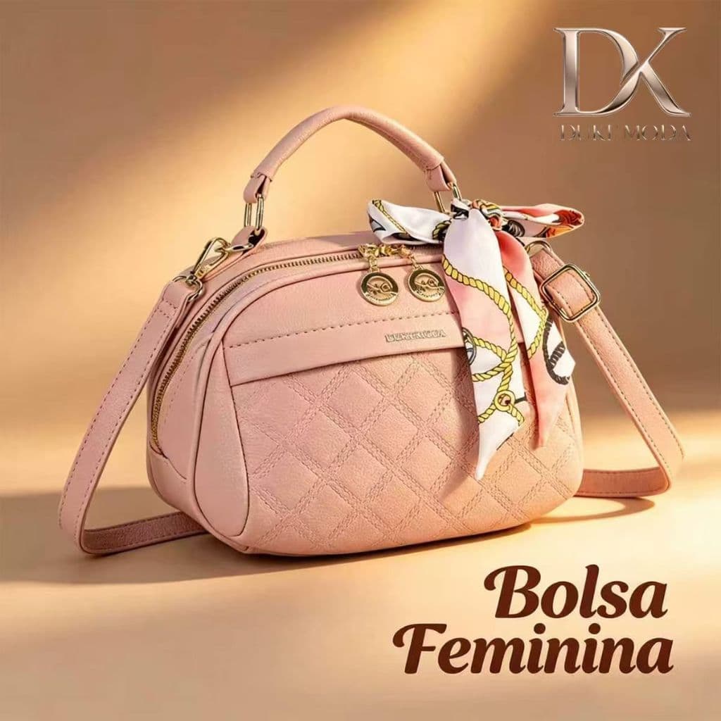 DUKE Design Matelassê Elegante em Couro PU, Maleta Compacta para Senhoras, Ideal para Festas e Uso Diário A1046