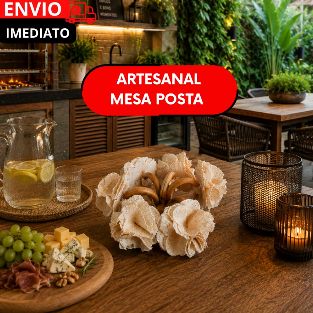 Porta Guardanapos FLORAL Artesanal Argola de Madeira, Mesa Posta, Café, Evento, Casamentos e festas.