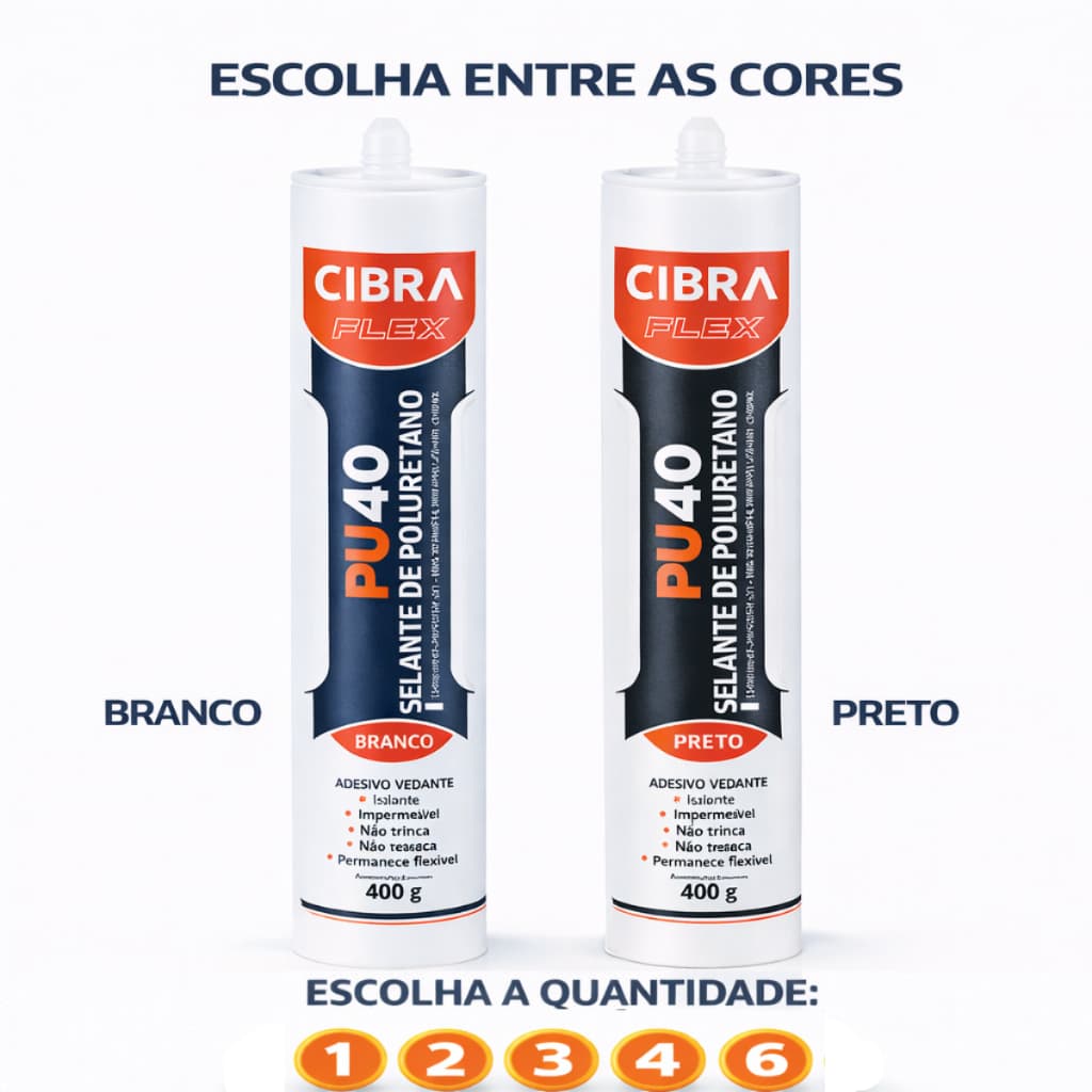 Kit Selantes Poliuretano PU40 CibraFlex 400g Branco ou Preto Vedação Profissional