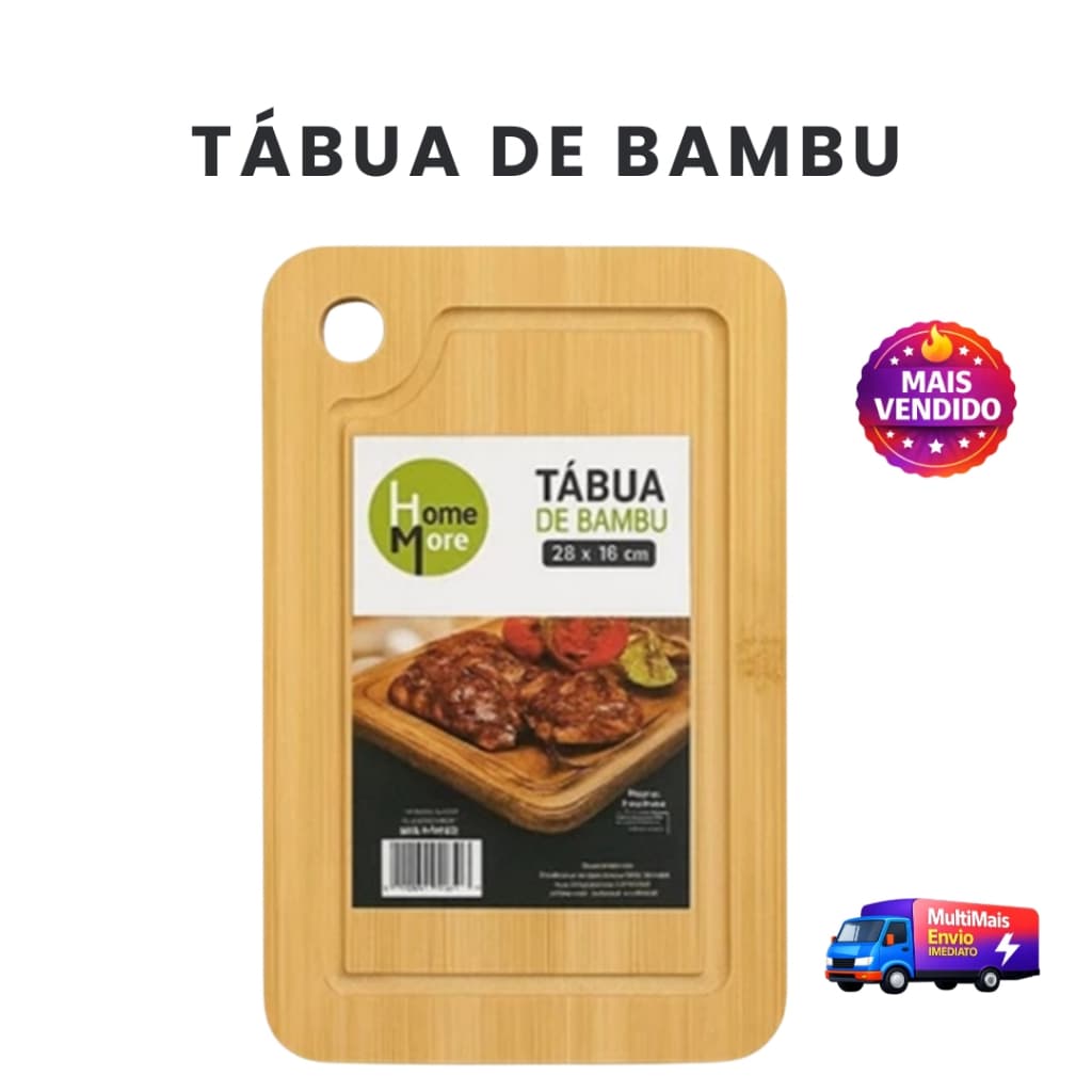 Tábua de Corte Ecológica em Bambu Premium Antibacteriana e Resistente Para Cozinha e Churrasco
