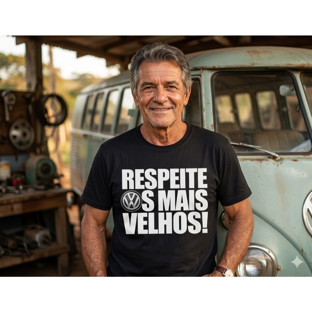 CAMISETA MANGA CURTA 100% ALGODÃO FIO 30.1 oe  - ESTAMPA RESPEITE VW  VELHOS- CAIMENTO PERFEITO - ENVIAMOS EM ATÉ 24 HS