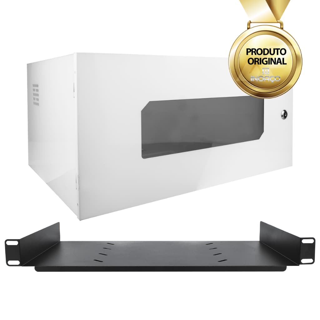 Mini Rack Organizador 5u Dvr Cftv Switch Com Bandeja E Tampa