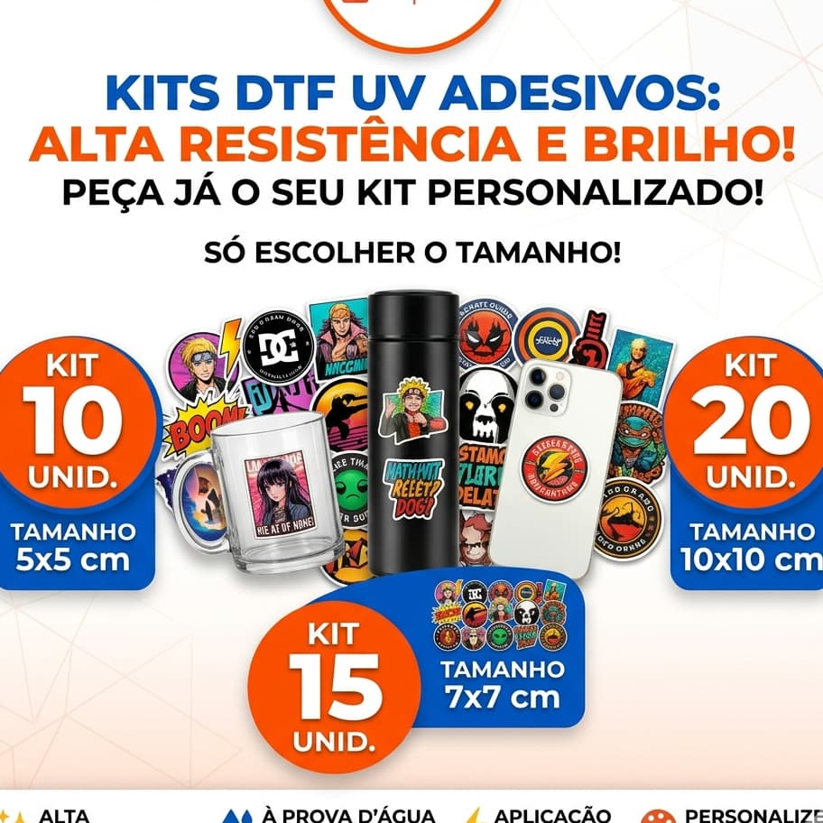 KIT ADESIVOS UV AUTOCOLANTES 10,15 E 20 UNIDADES PERSONALIZADOS para COPOS GARRAFAS VIDROS  E MAIS...