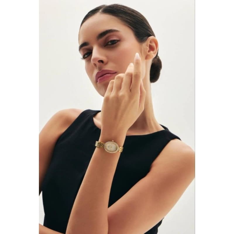 Relógio Feminino Saint Germain Oval Versailles Dourado com Cristais Cravejados – Luxo Delicado com Elegância Atemporal