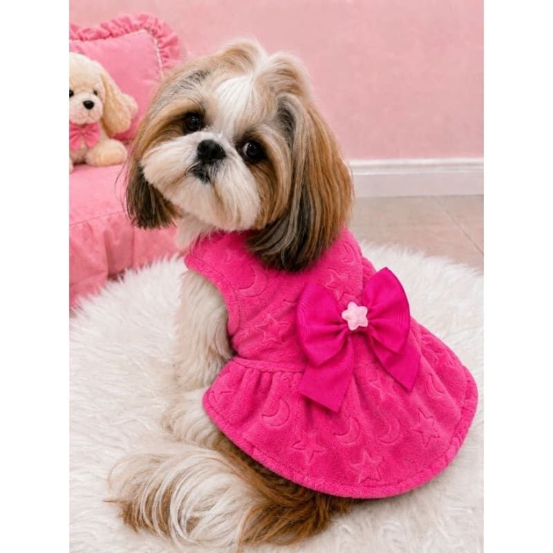 Vestido Inverno Pet Pink Fleece  Roupa De Cachorro E Gato Roupa de Frio Roupa Pet