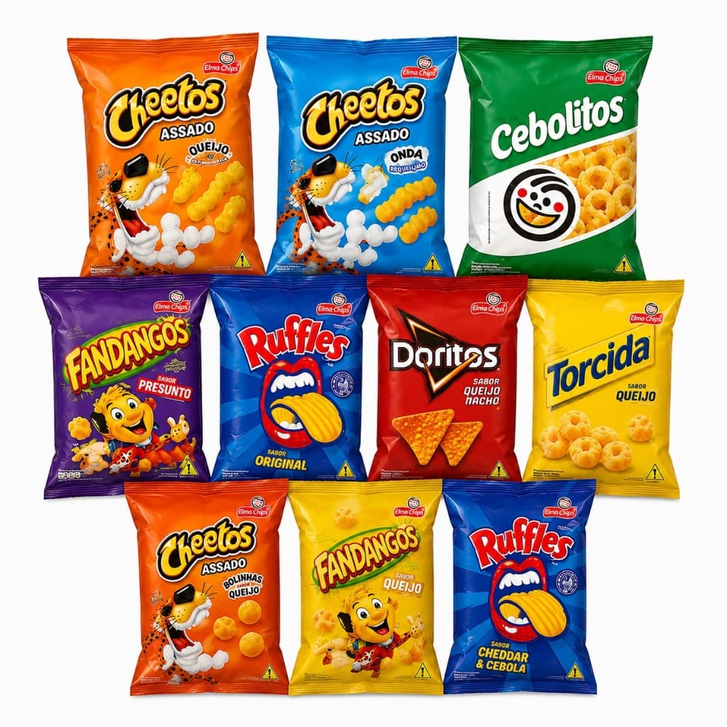 Kit 10 Salgadinhos Elma Chips Sortidos Cheetos Ruffles Doritos Fandangos