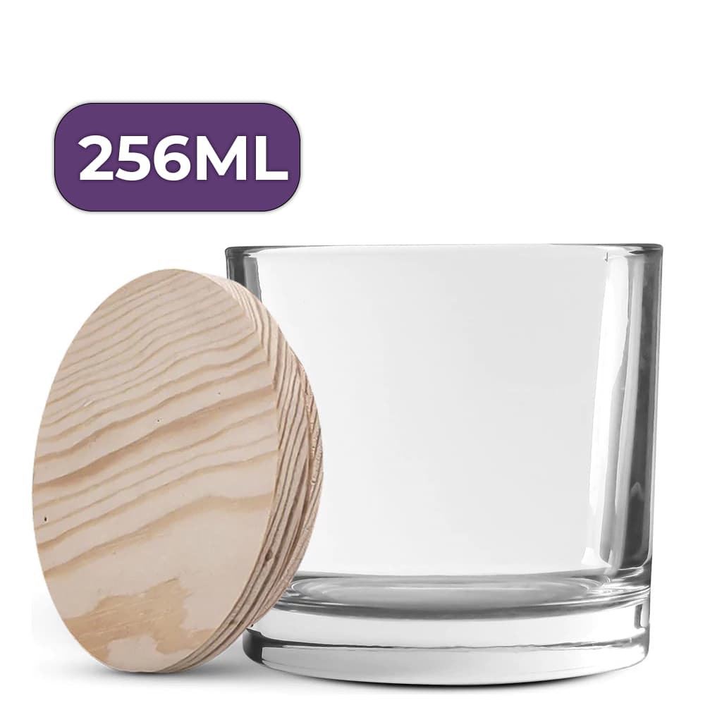 Kit Copos De Vidro Whisky P/ Velas 265ml C/ Tampas De Madeira