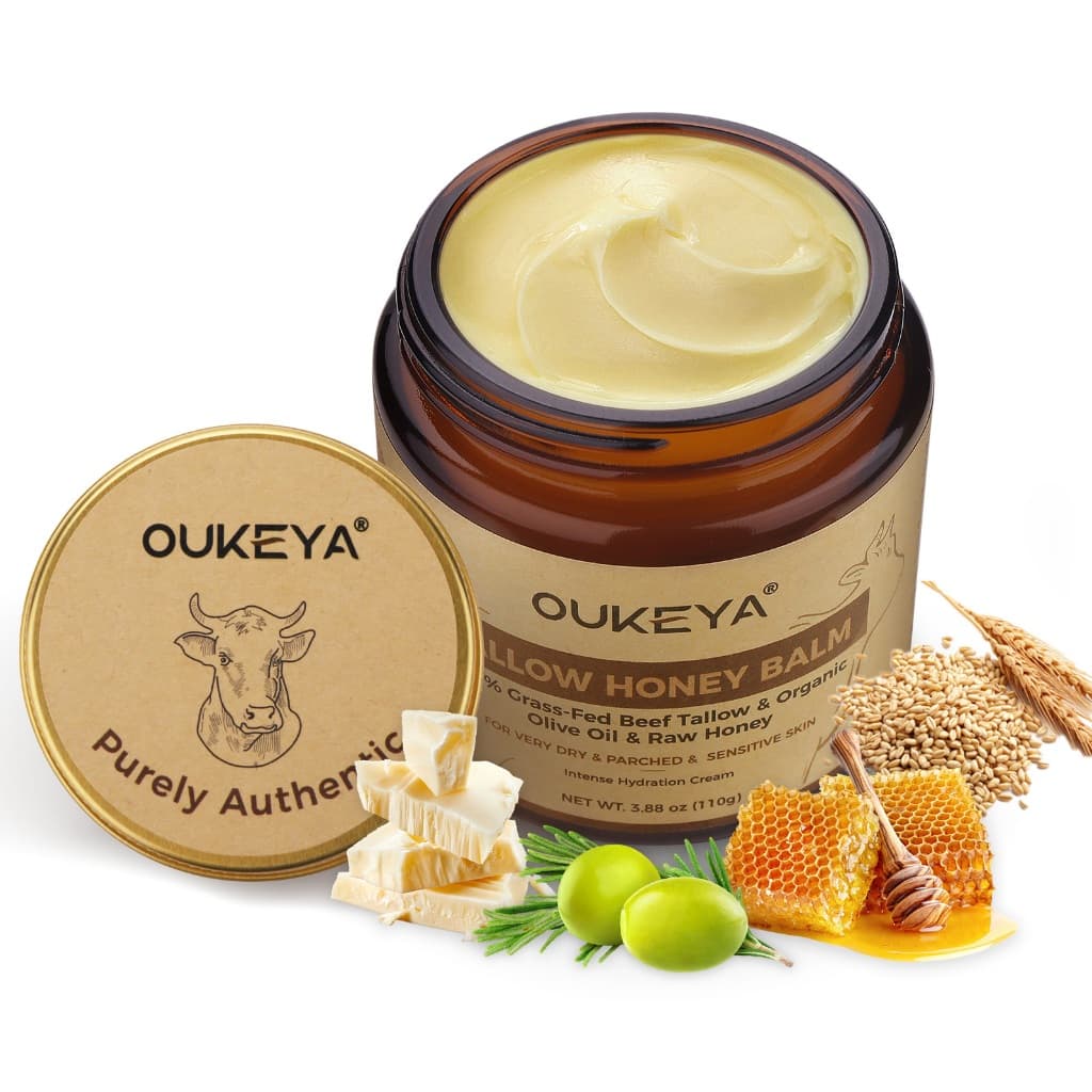 Creme Facial Oukeya Sebo Bovino E Mel  Hidratação Intensiva Nutrição Profunda Suaviza Pele Seca Áspera Ressecada Maci