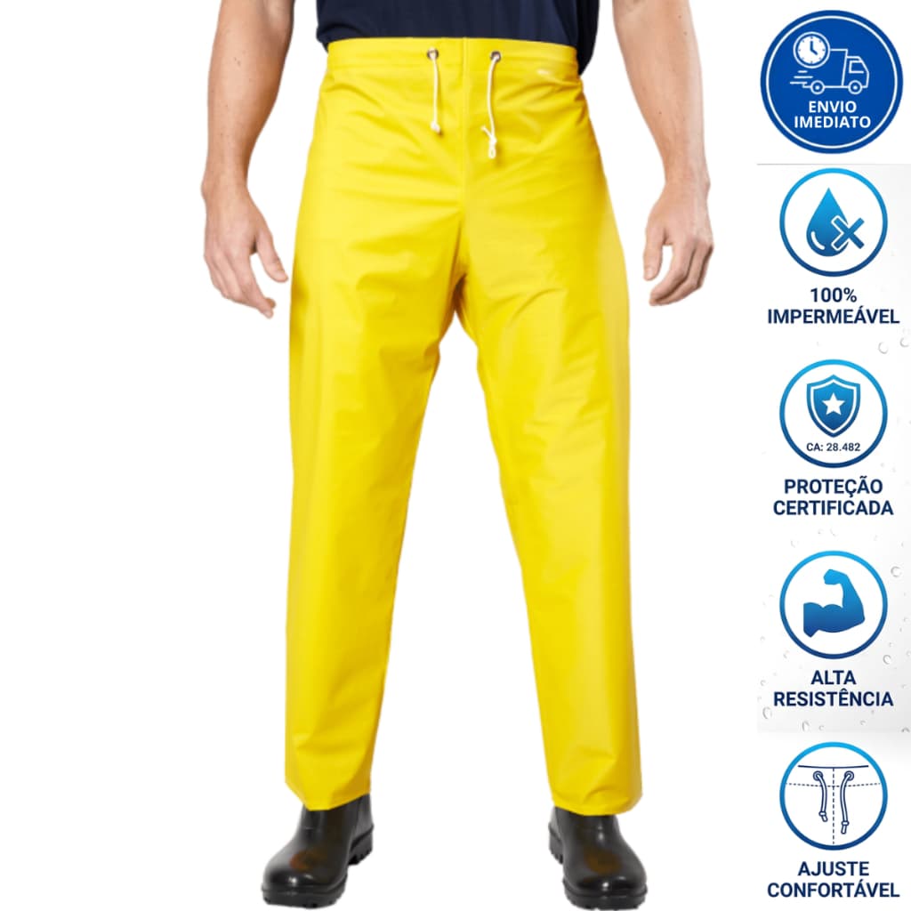 Calca de Pvc Forrada Impermeavel Chuva Motoqueiro Motoboy Epi