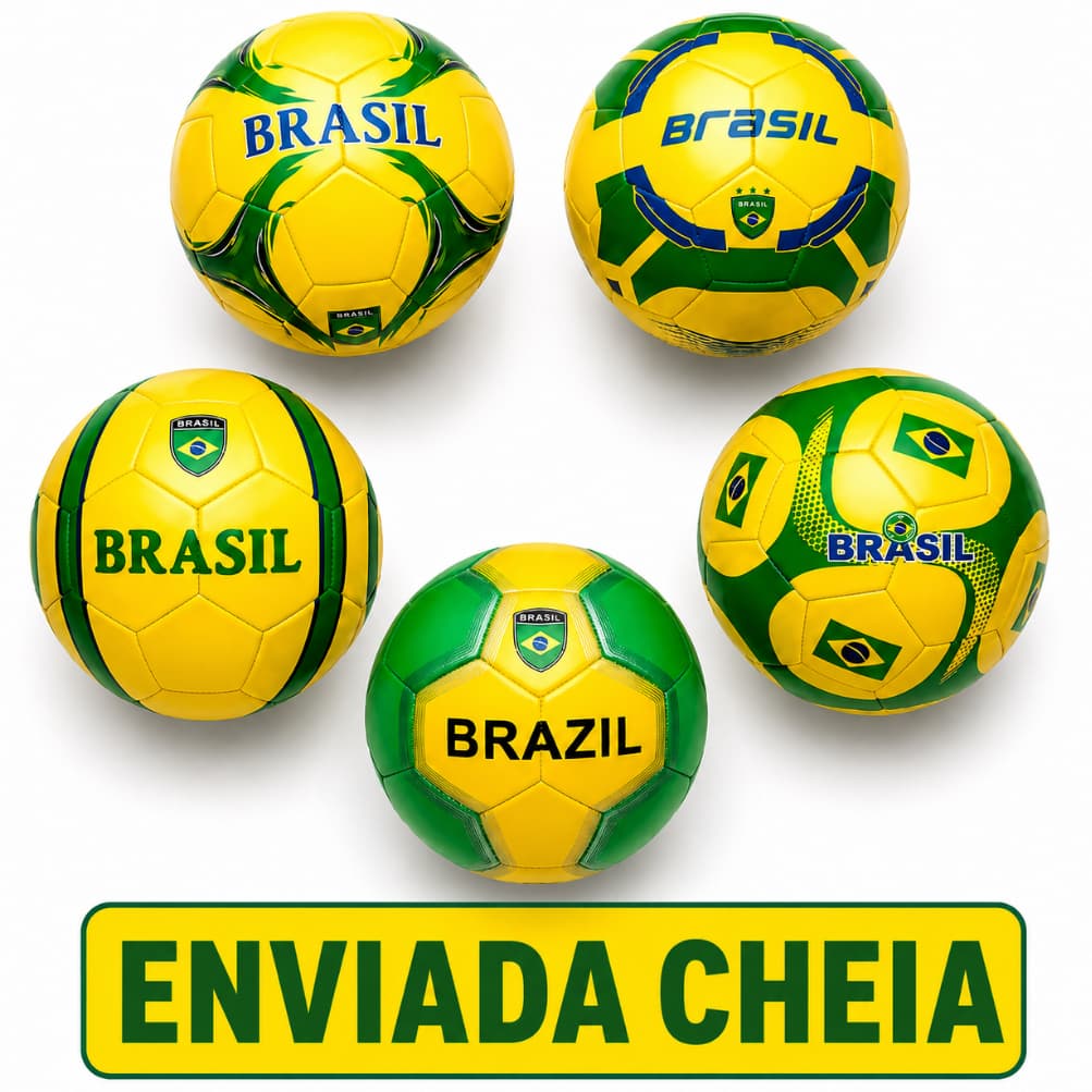 Bola Futebol Couro Sintético Brasil Envio Imediato Cheia Copa do Mundo Hexa Seleção Selecao Hexa