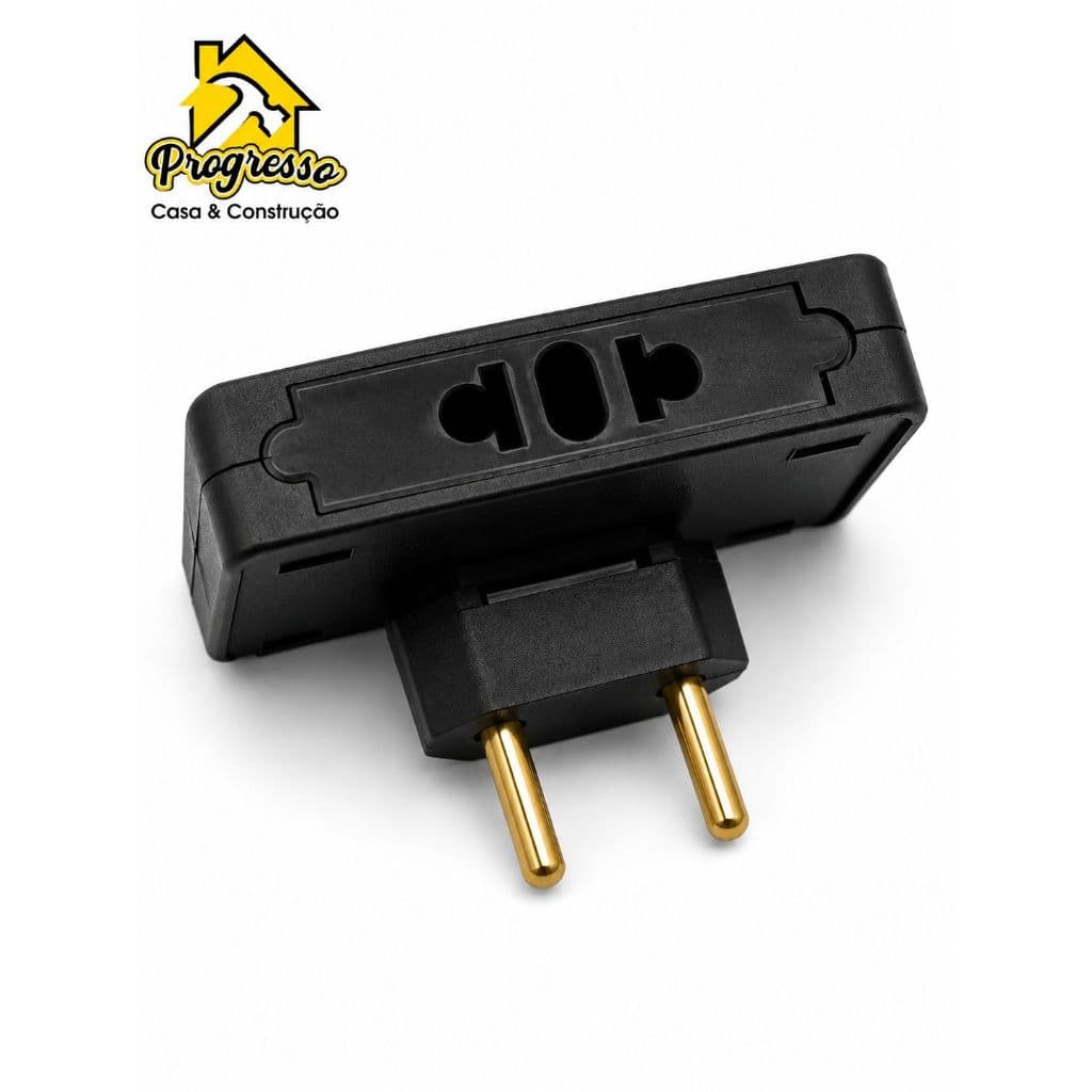 Adaptador Benjamin Articulado 20A 3 Saídas Reforçado Preto Tomada Tripla