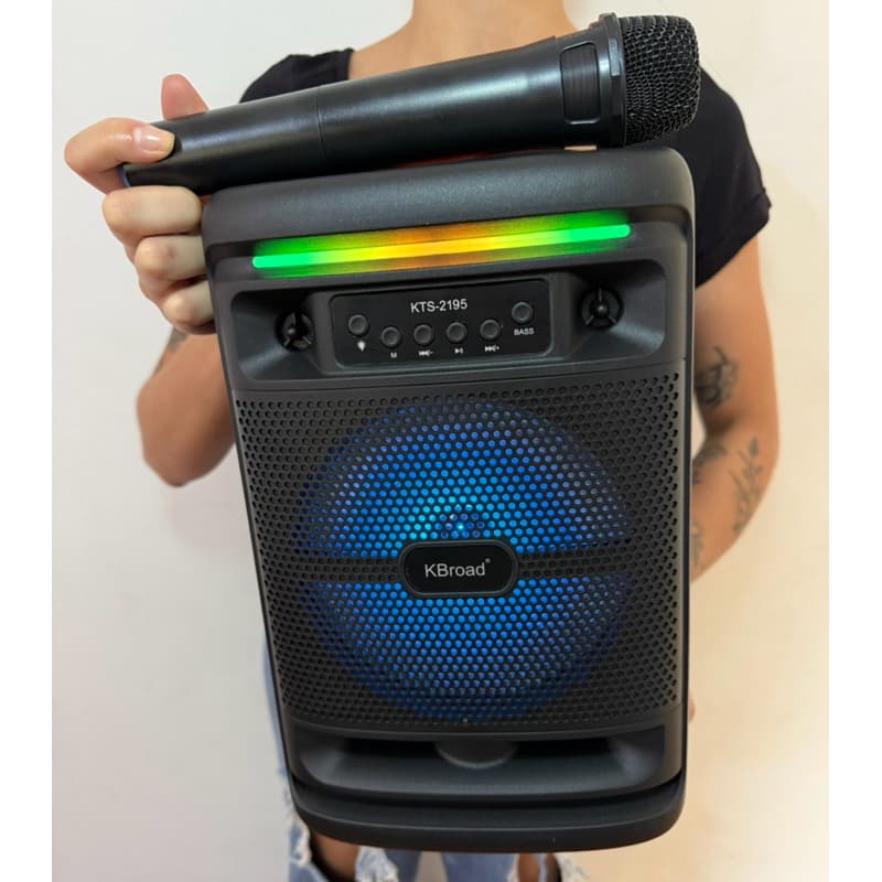 caixa de som 2000  bluetooth com microfone led 30cm  radio usb p10 (completa) barata