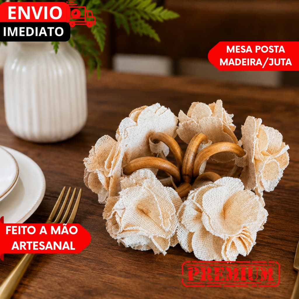 Porta Guardanapo Luxo Argola de Madeira Ideal para Mesa Posta, Cafés ou Eventos Kits 4,6,8 e12.