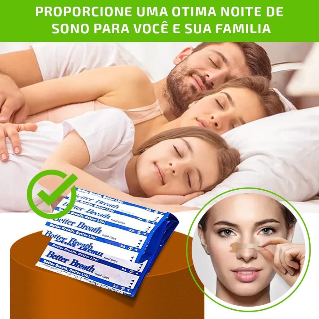 100 Tirinhas Nasais Anti Ronco e Congestão, Melhora Fluxo de Ar