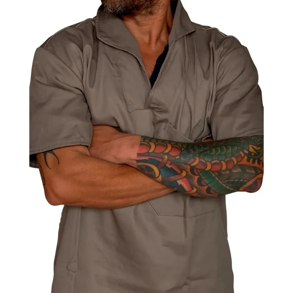 Camisa Jaleco Brim Manga Curta Uniforme