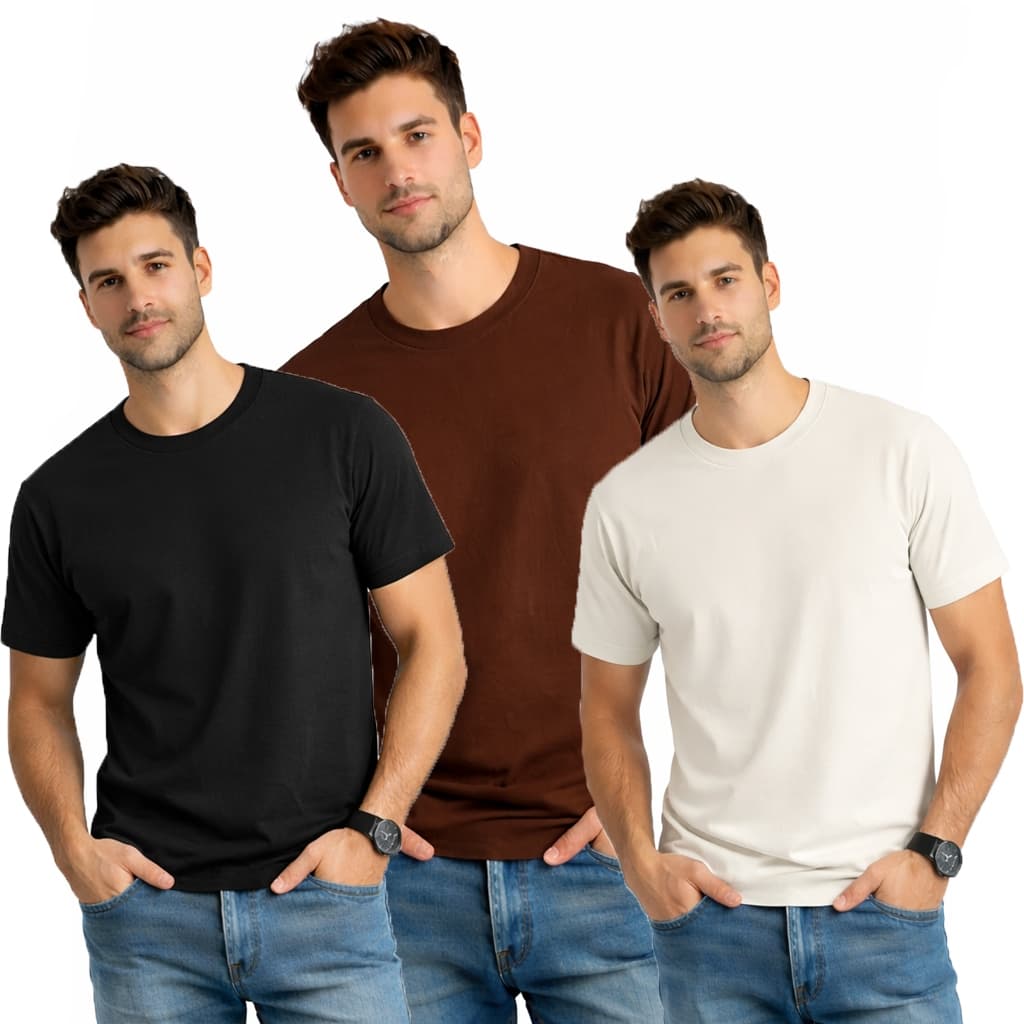 Kit 3 Camisetas Masculina Básicas Algodão Casual Lisa