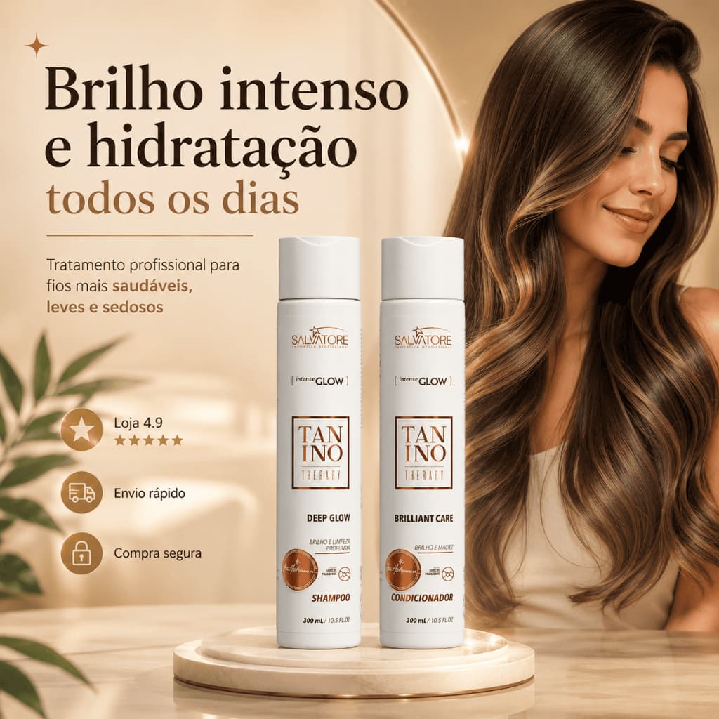 Kit Shampoo e Condicionador Salvatore Intense Glow Hidratação Profunda Brilho Espelhado e Maciez Imediata Original