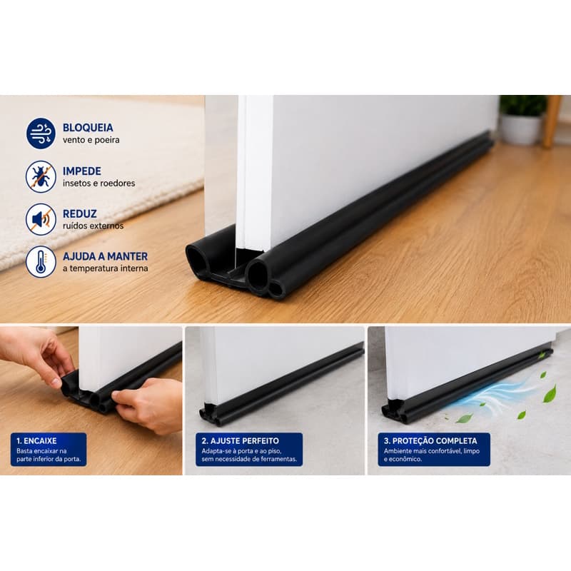 Veda Porta Duplo Impermeável 80cm e 90cm Anti Poeira