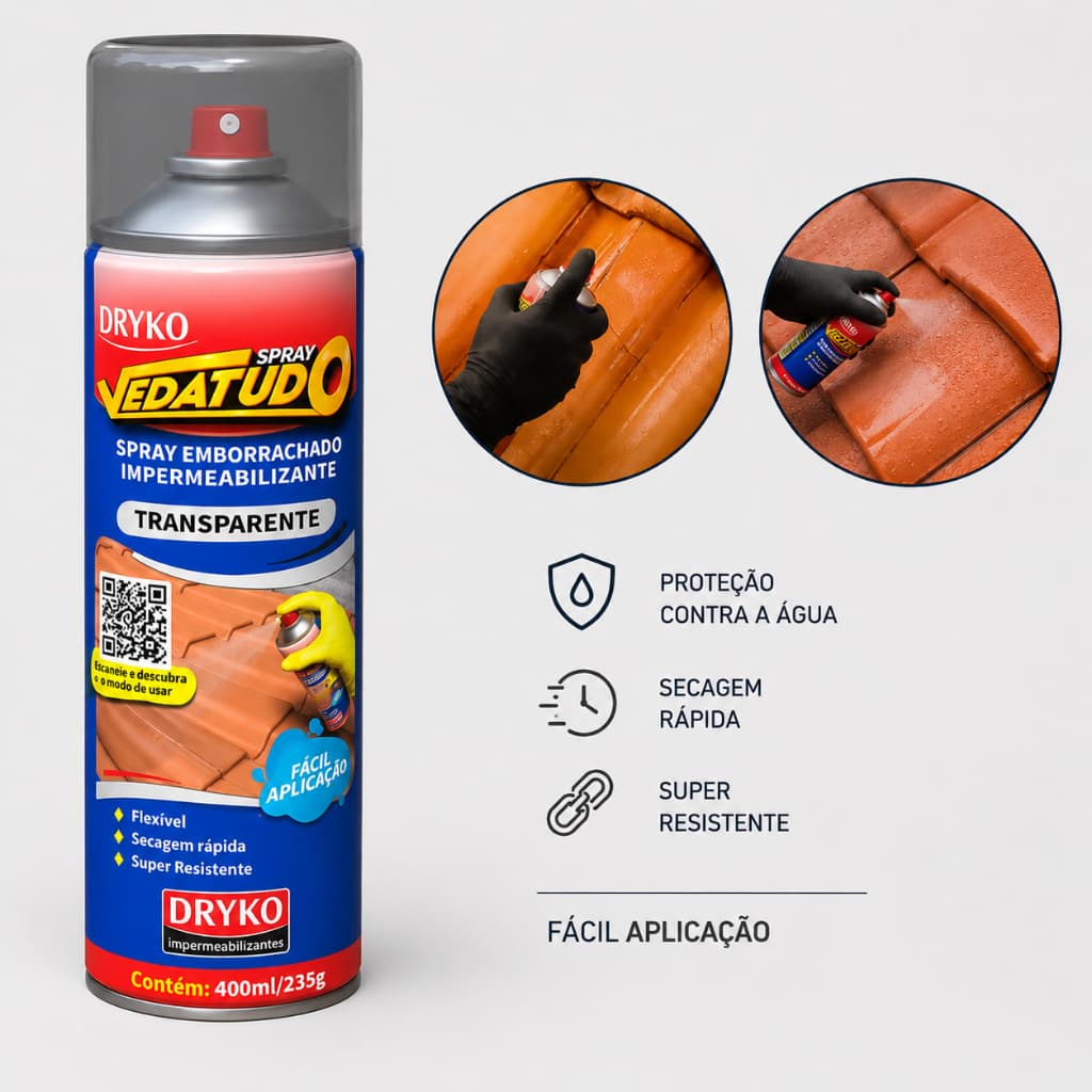 Spray impermeabilizante emborrachante transparente 400 ML Dryko