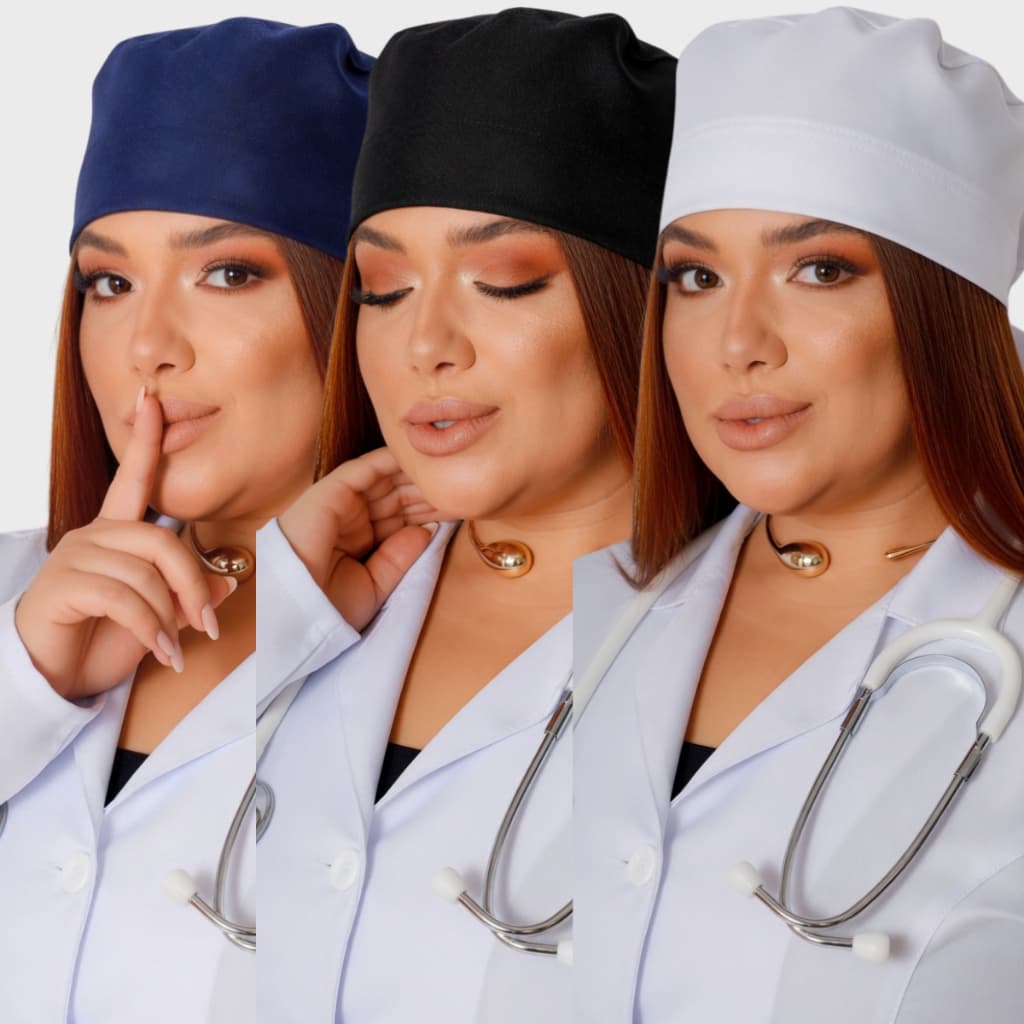 KIT 3 Touca Scrub profissional enfermagem sushiman cirúrgico privativo tecido oxford tamanho único
