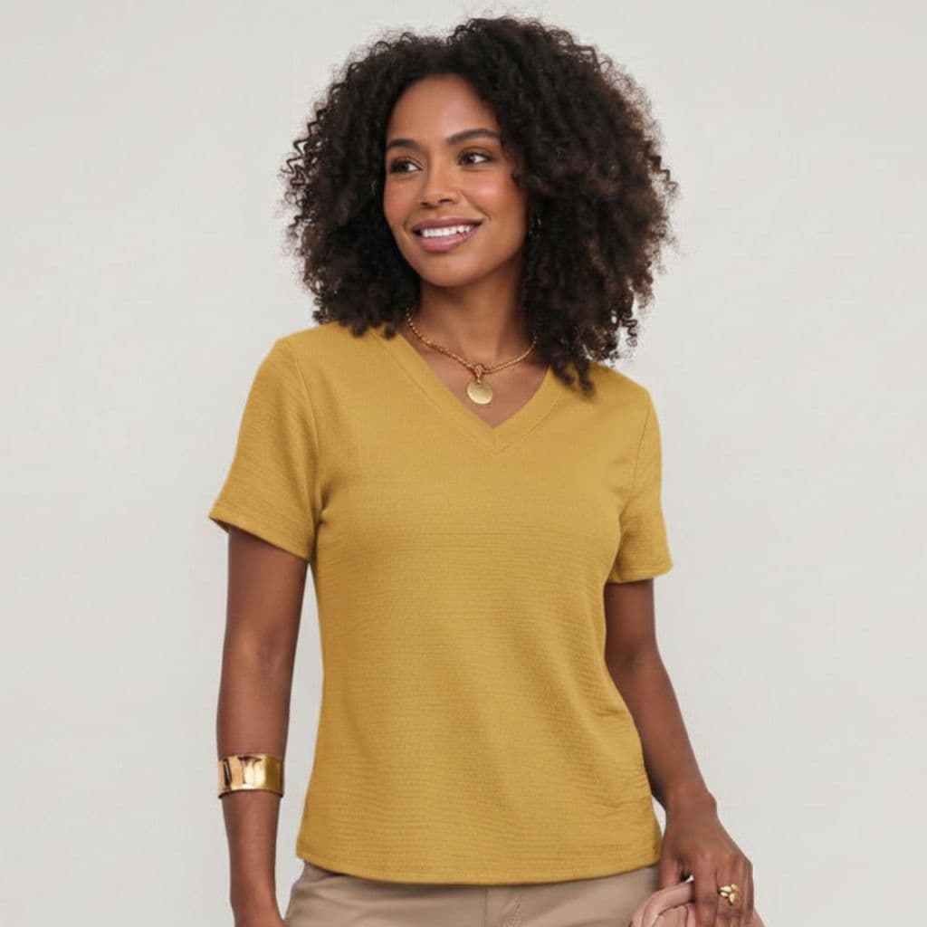 Blusa Feminina em Moletinho Vicenza Decote V e Toque Macio - Envio Imediato