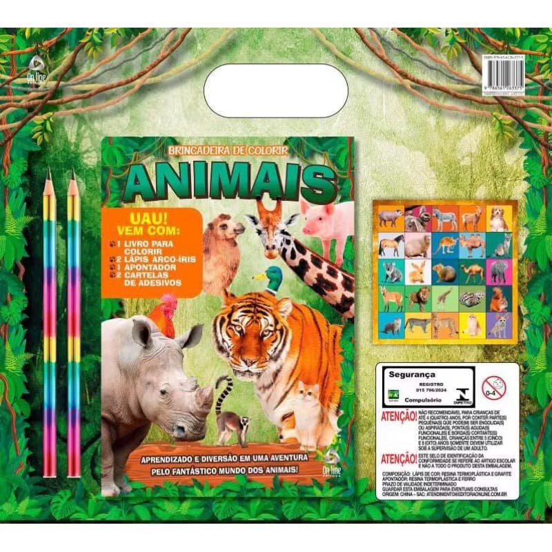 Livro de colorir Animais zoológico com kit