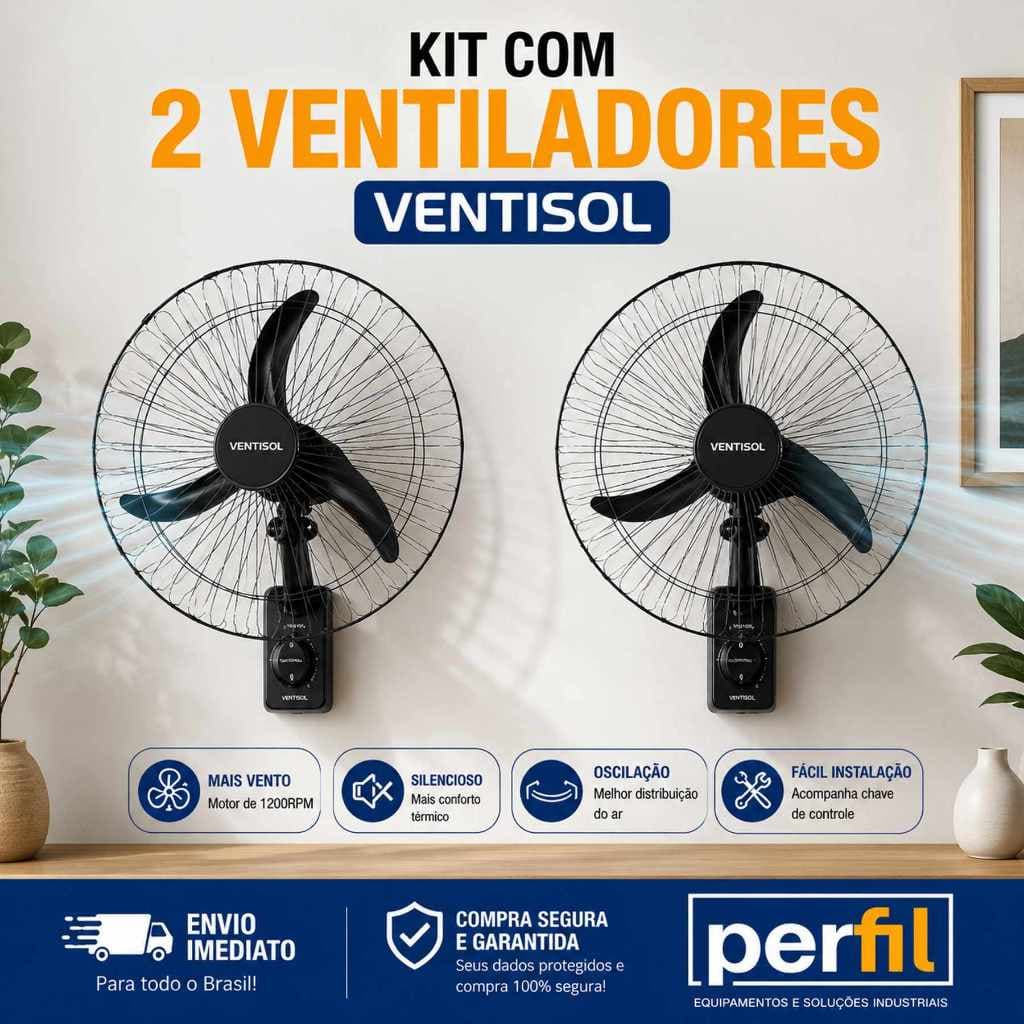 Kit 2 Ventiladores de Parede 60cm 220v Ventilador Ventisol Ventilador 220 volts Ventilador 60cm
