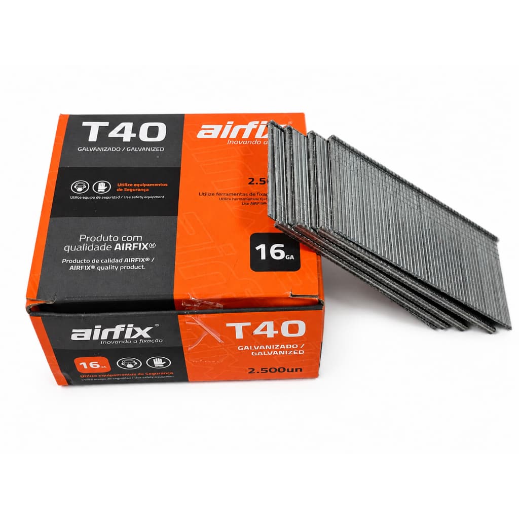 Pino Para Pinador Pneumático Airfix T40 Galvanizado 16GA Caixa com 2.500 Unidades