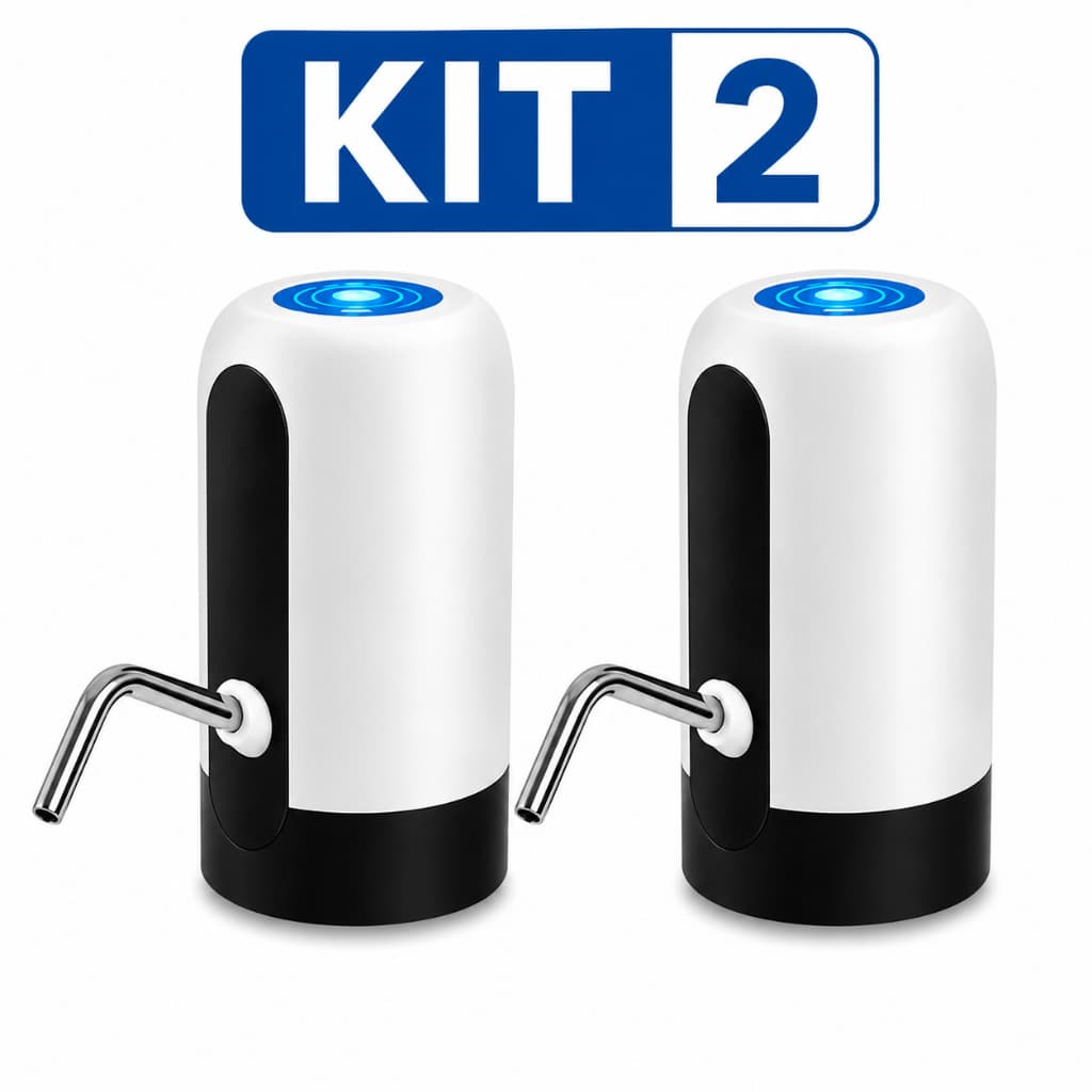 Kit até 2 Bomba Elétrica para Galão de Água 20L Recarregável USB Automática Portátil Dispenser