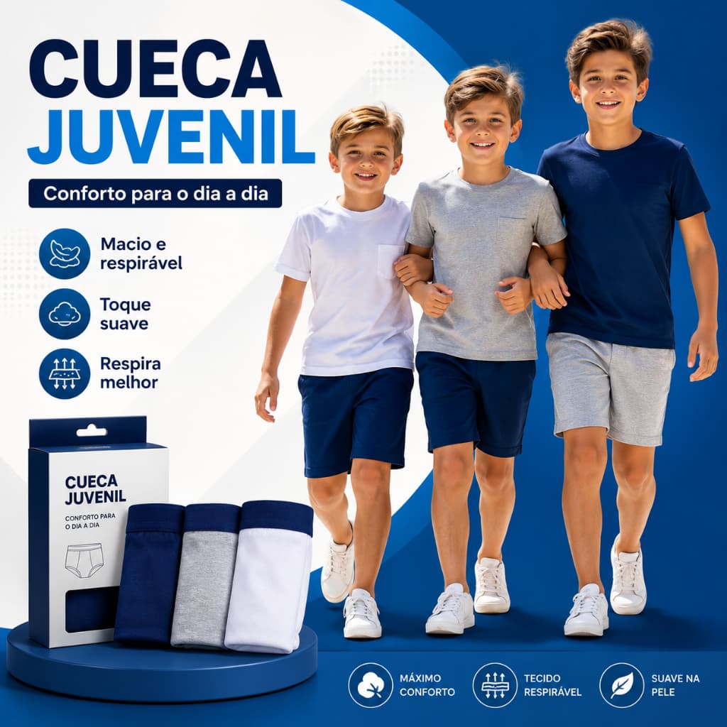 Kit 5 cuecas juvenil 10 12 14 16 anos
