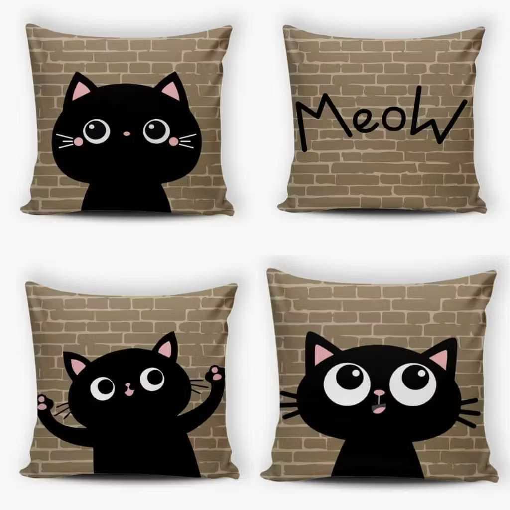 KIT 4 CAPAS DE ALMOFADAS PERSONALIZADAS DE LUXO GATO GATINHO APAIXONADO TAMANHO 45X45