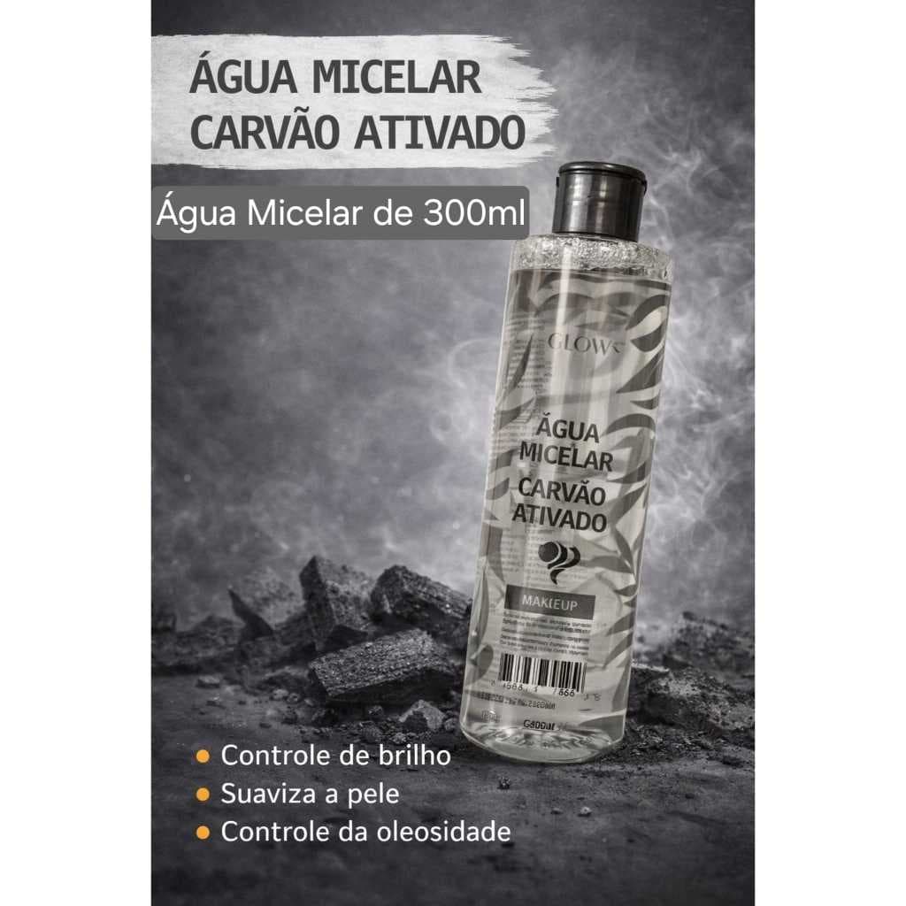 Água Micelar Carvão Ativado Glow Makeup com 300ml