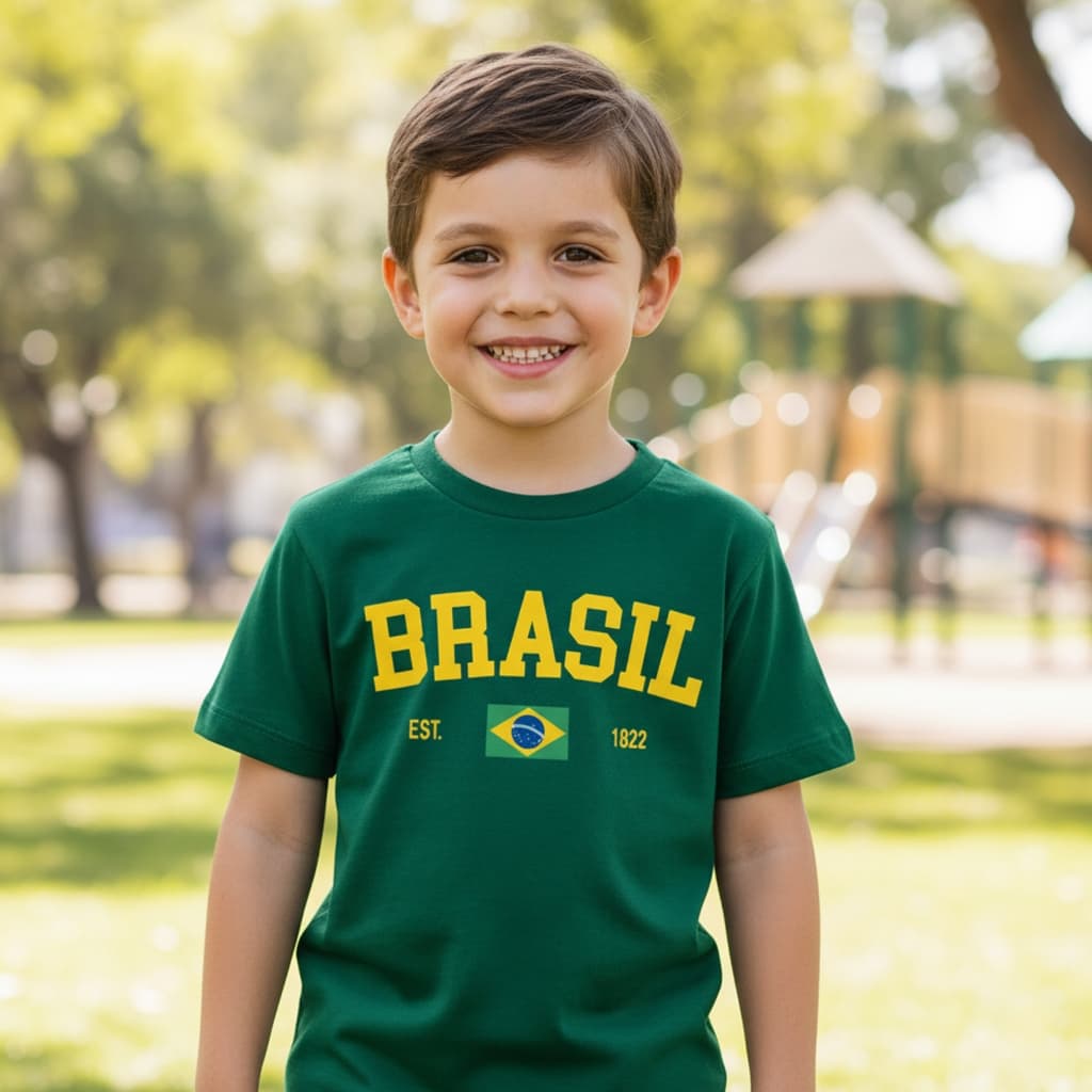 Camiseta BRASIL Brasil Copa Do Mundo Futebol Infantil Seleção Brasileira Unissex Menina Menino