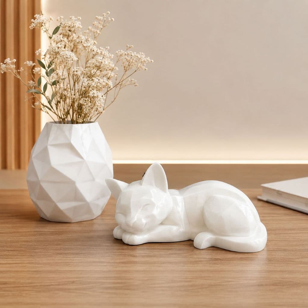 Gato Decorativo + Vaso Decorativo Low Poly +  | Kit ou Peças Separadas | Decoração Moderna