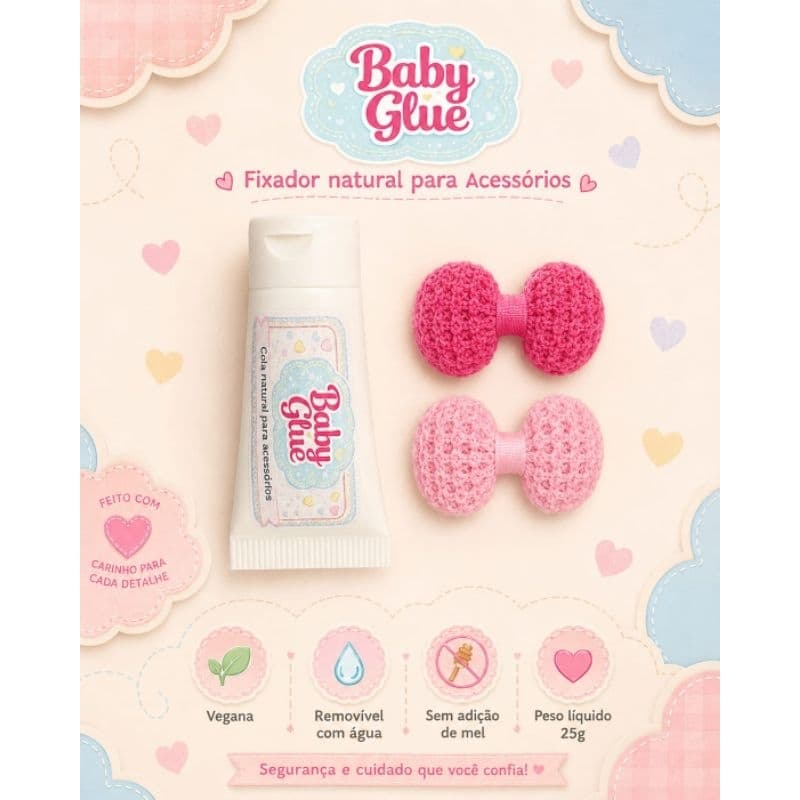 Baby Glue Cola Para Laço De Bebê Fixador Natural Sem Tiara Remove Com Água