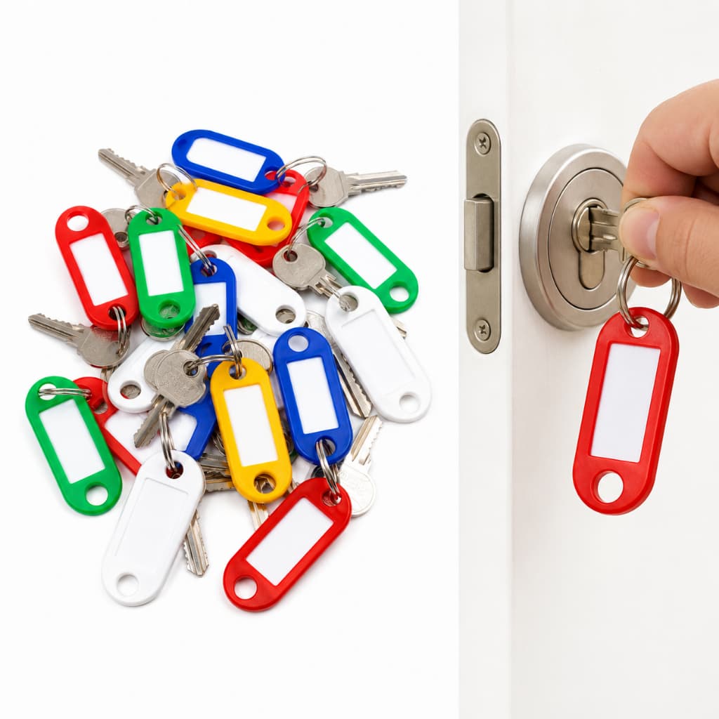 Kit chaveiro organizador identificador de chaves com etiquetas colorido casa comércio empresa escola