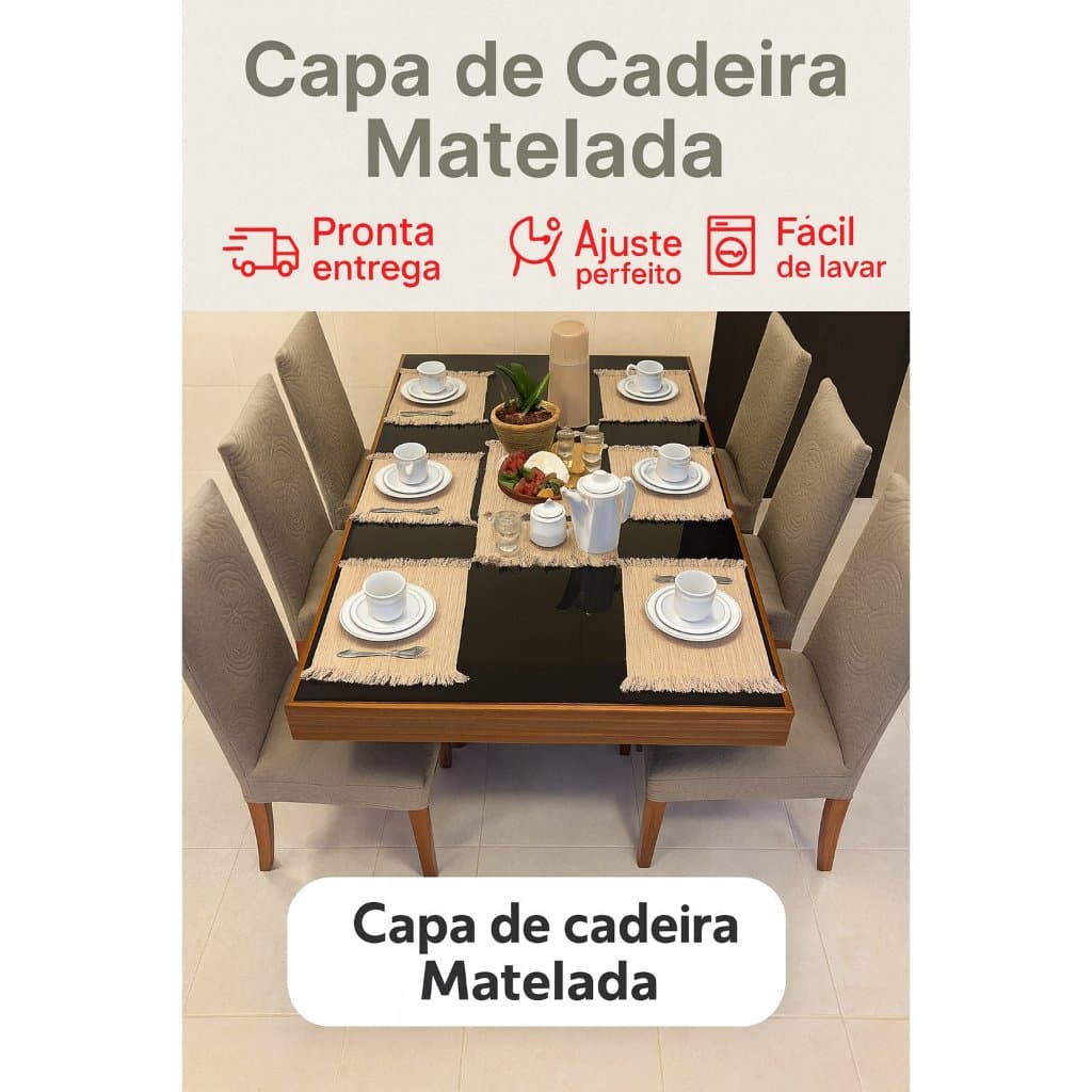 Kit com 4 ou 6 Capas de Cadeira Malha Premium Matelada Anti gato - Alta Qualidade