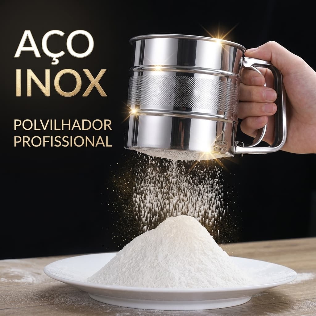 Caneca Polvilhadora PROFISSIONAL De Inox para Confeiteira Caneca Peneira de GATILHO Para Farinha Açúcar Canela E Glacê