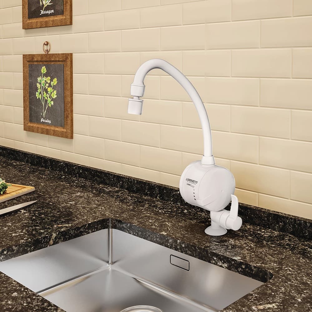 Torneira  EASY Elétrica Lorenzetti 220V Bancada Bica Móvel Água Quente e Fria