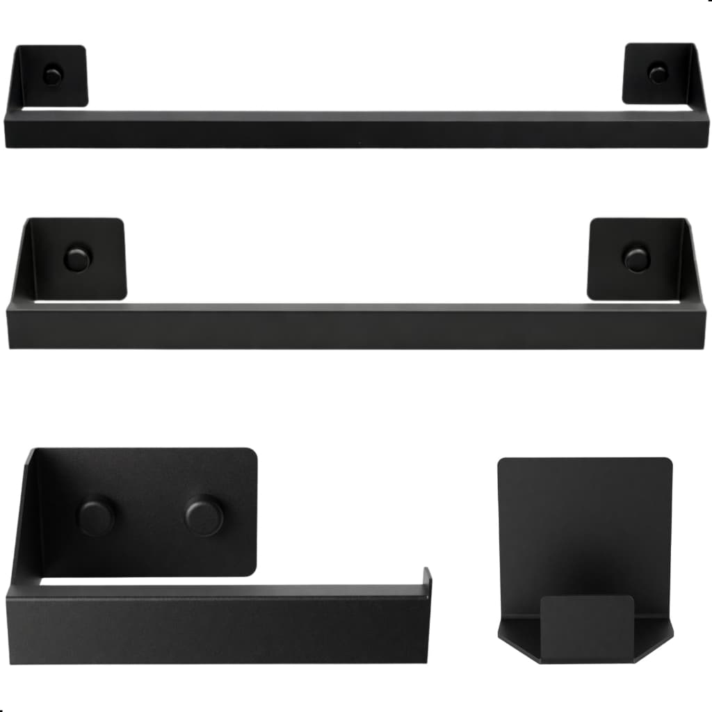Kit Acessórios Para Banheiro Preto 4 Peças Master Slim DF