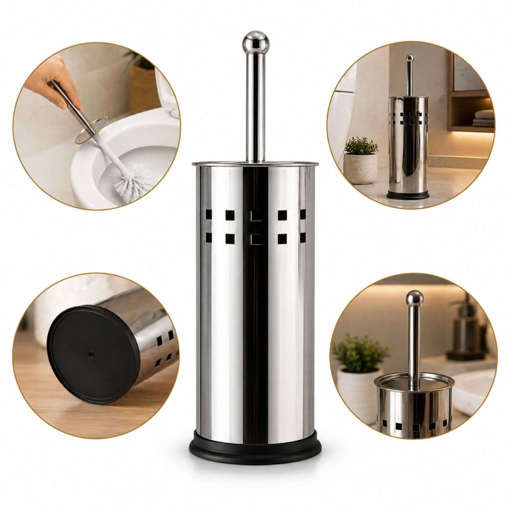 Kit 2 Escova Sanitária Inox Suporte Banheiro Privada Vaso