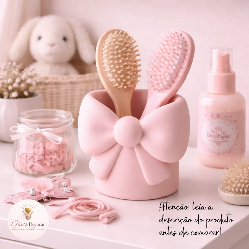 Porta Escova Decorativo Infantil Porta Pente Laço Menina Organização 3D Ref:026
