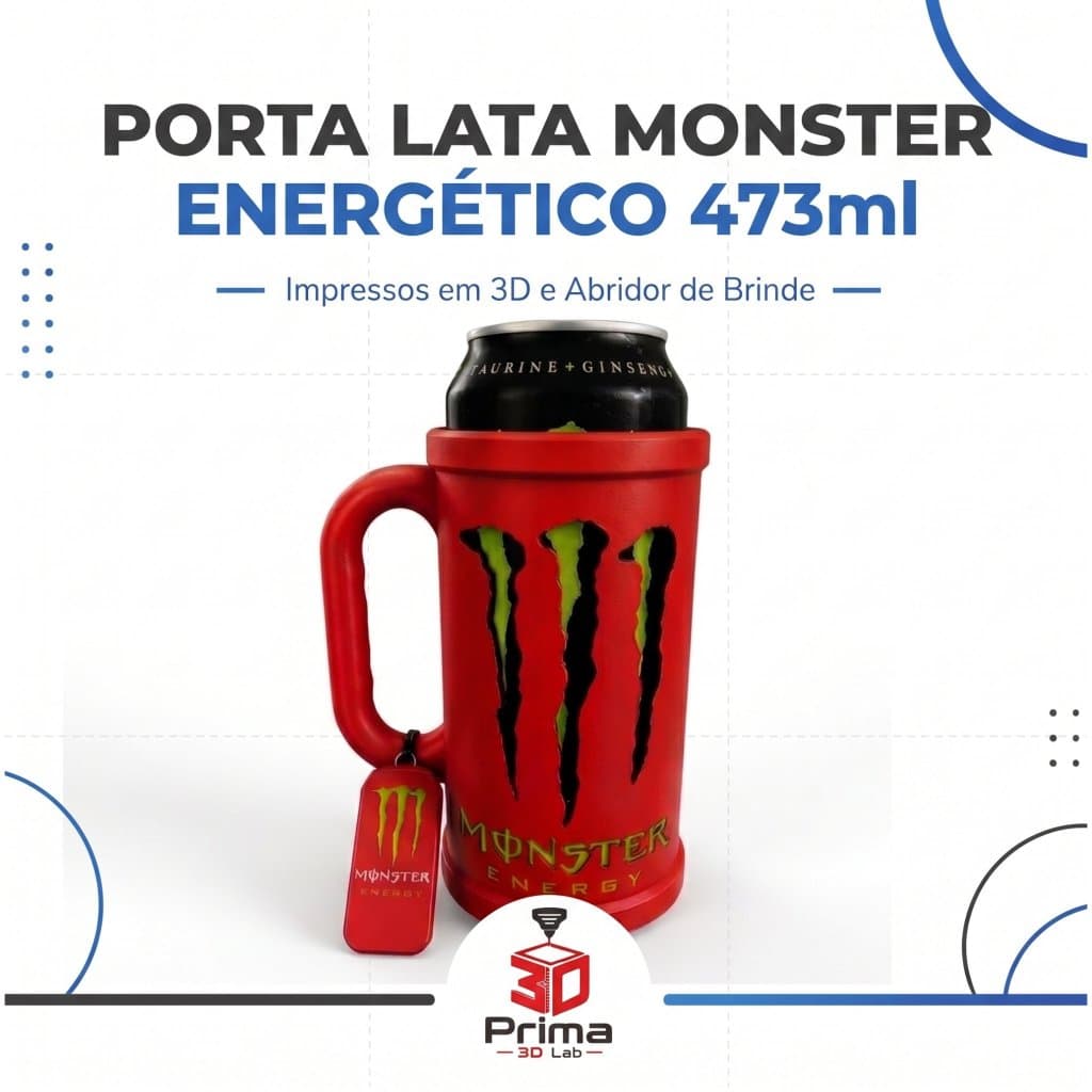 Porta Lata Monster Energy Caneca + Abridor