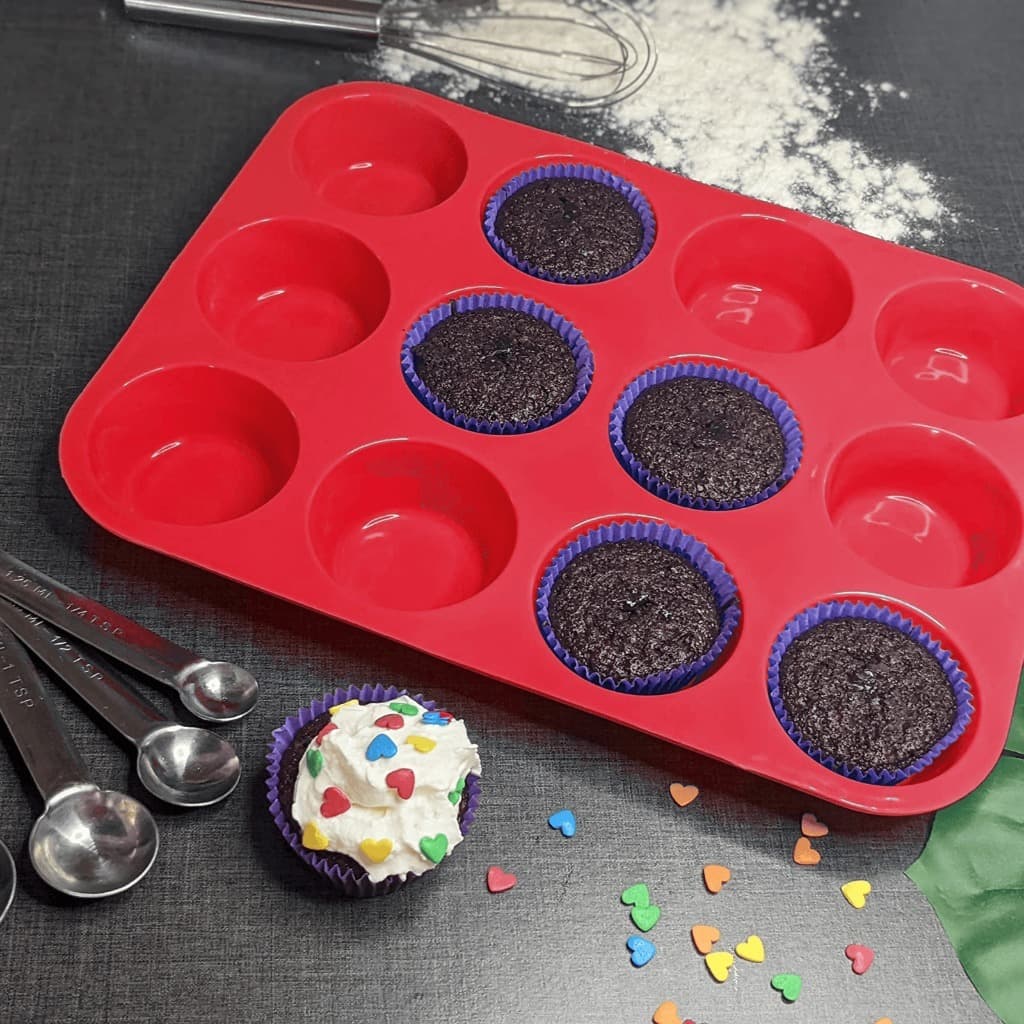 Forma de Silicone Cupcake 12 cavidades Petit Gateau Bolinho Bolo Molde de Silicone