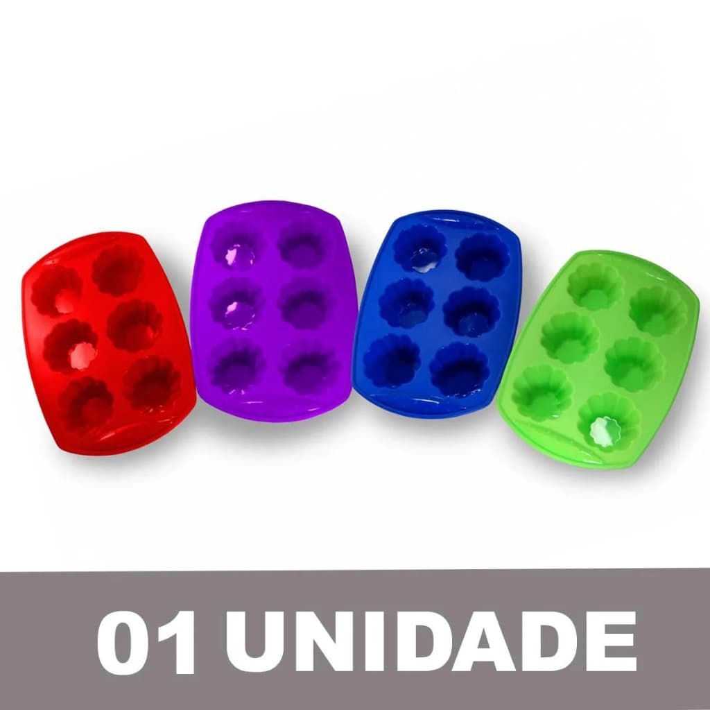 Forma de Cupcake, Pudim, Bolo de Silicone 30cm x 20cm  com 6 cavidades