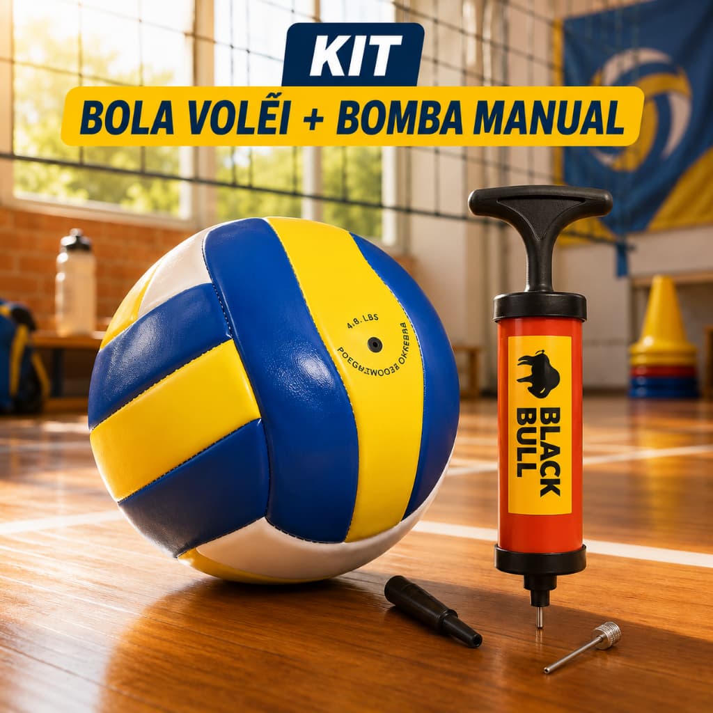 Kit Bola De Vôlei Infantil Com Bomba Manual Inflador Bola Recreativa Vinil