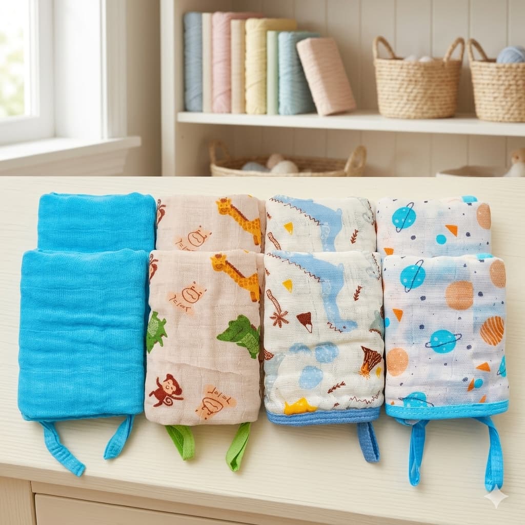 Kit 8 Toalhas Pano Fralda de Boca Babete Bebe Soft Menino Menina Neutro Macio 100% Algodão