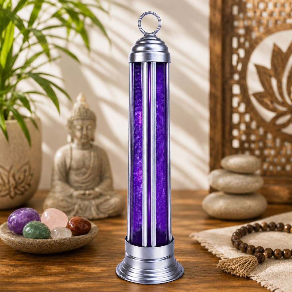 Porta-Incenso Incensário em Formato de Torre – Vidro e Alumínio 23cm | Aromatizador de Ambiente