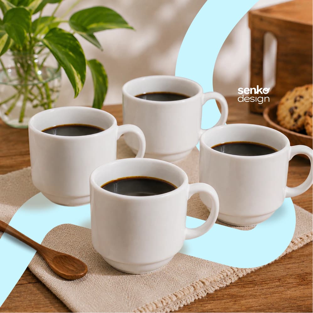 Kit Xícaras de Porcelana 190ml/200ml | Resistentes para Cafeterias e Comércios
