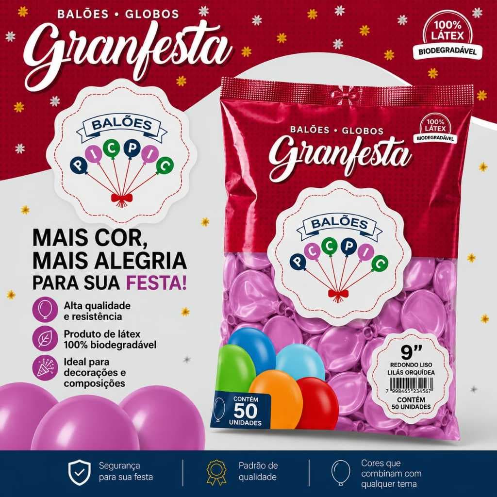 BALÃO LILÁS ORQUÍDEA 9´´ POLEGADAS - BEXIGA LÁTEX IDEAL PARA SEU EVENTO